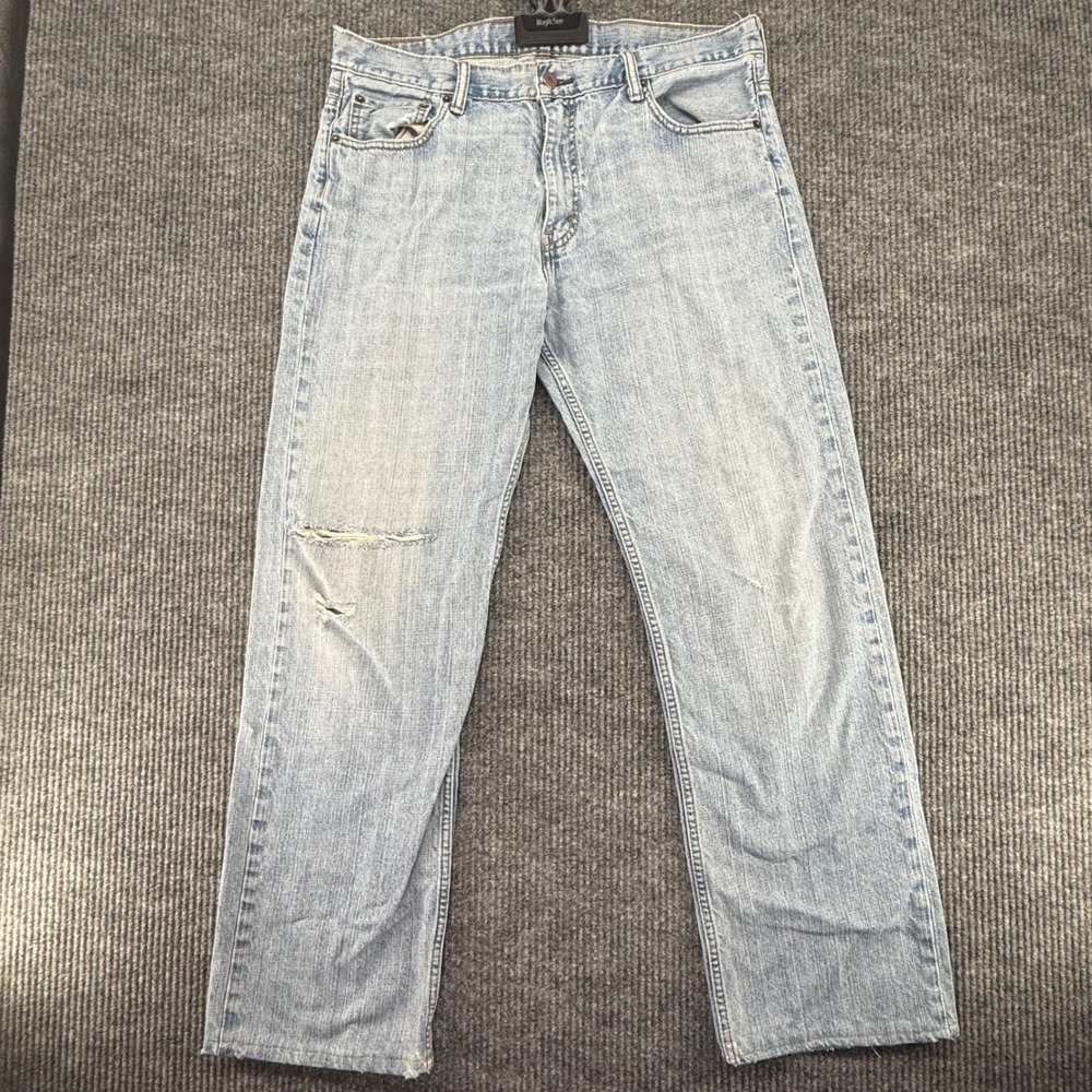 Levis 569 Loose Straight Fit Jeans Mens 34x34‎ Light Wash Distressed Blue Denim
